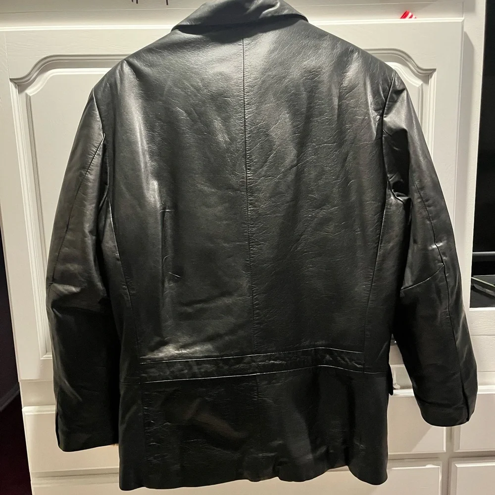 Kenneth Cole New York Black Leather Coat